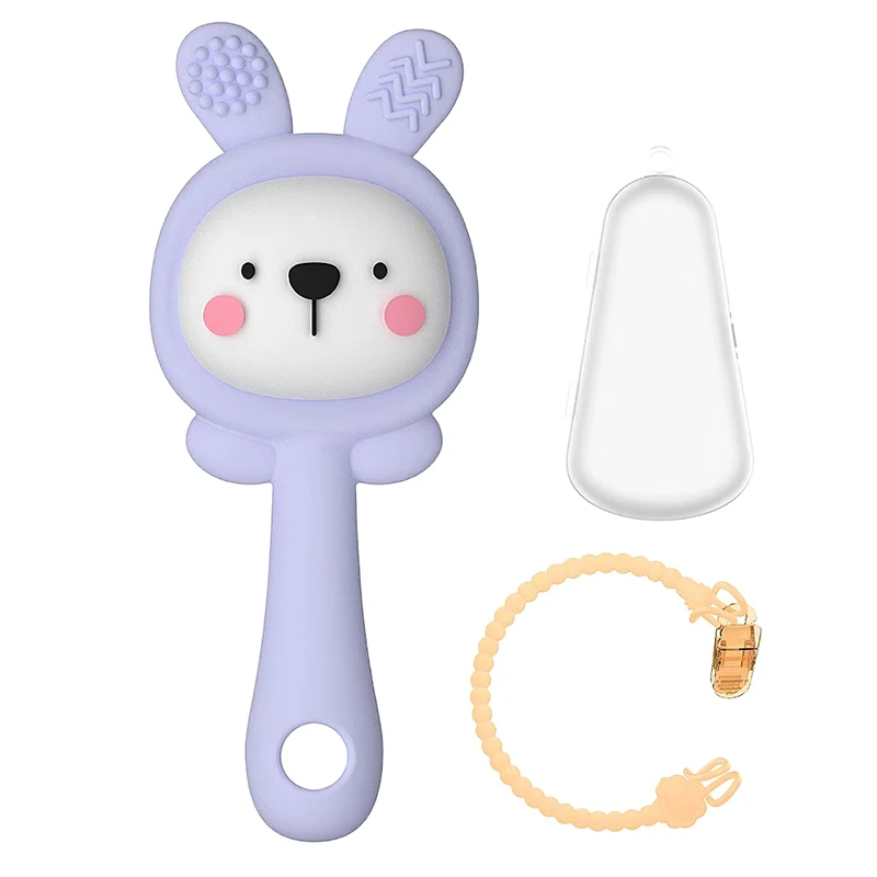 1 conjunto de sino de mão para recém-nascidos, pode morder água, martelo de areia fervido, adereços de treinamento para educação precoce, sino de bebê, brinquedo de coelho