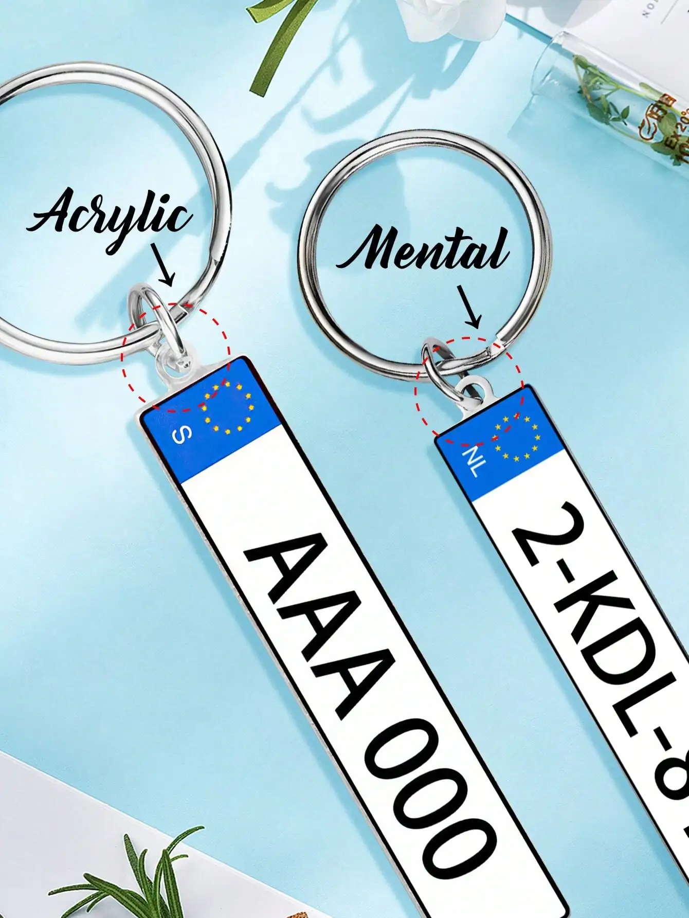 Custom Car License Plate Keychain Personalized Name Number Plate Acrylic Metal Keyring Gift for Dad Boyfriend image 5