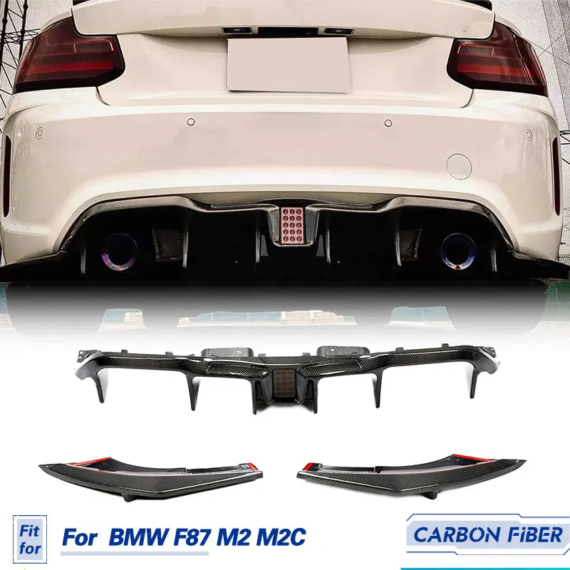 

Car Rear Bumper Diffuser Lip Spoiler Carbon Fiber For BMW F87 M2 M2C Coupe 2016-2019 Rear Diffuser Lip With LED Light Body Kit