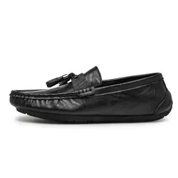 Tassel Loafer Shoes Men Slip on Genuine Leather Driving Moccasins Mens Comfortable Casual Flats for Business Man Fashion Shoes