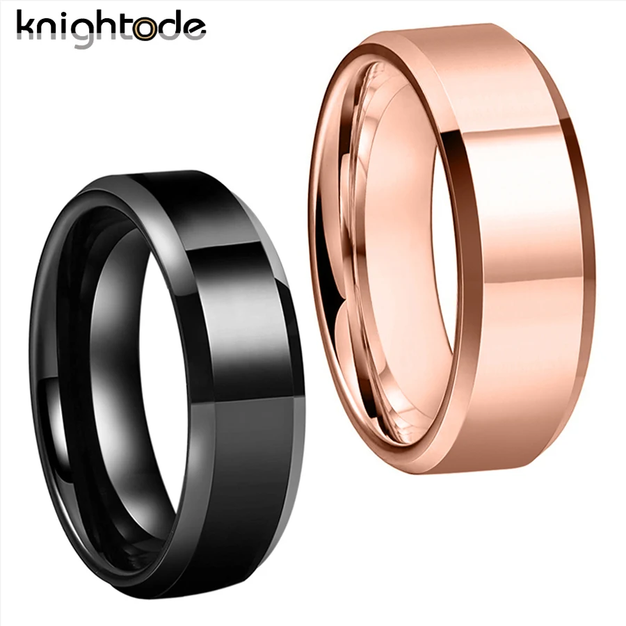 

6mm 8mm High Quality Tungsten Carbide Wedding Bands For Men Women Lover Gift Engagement Ring Beveled Polished Comfort Fit