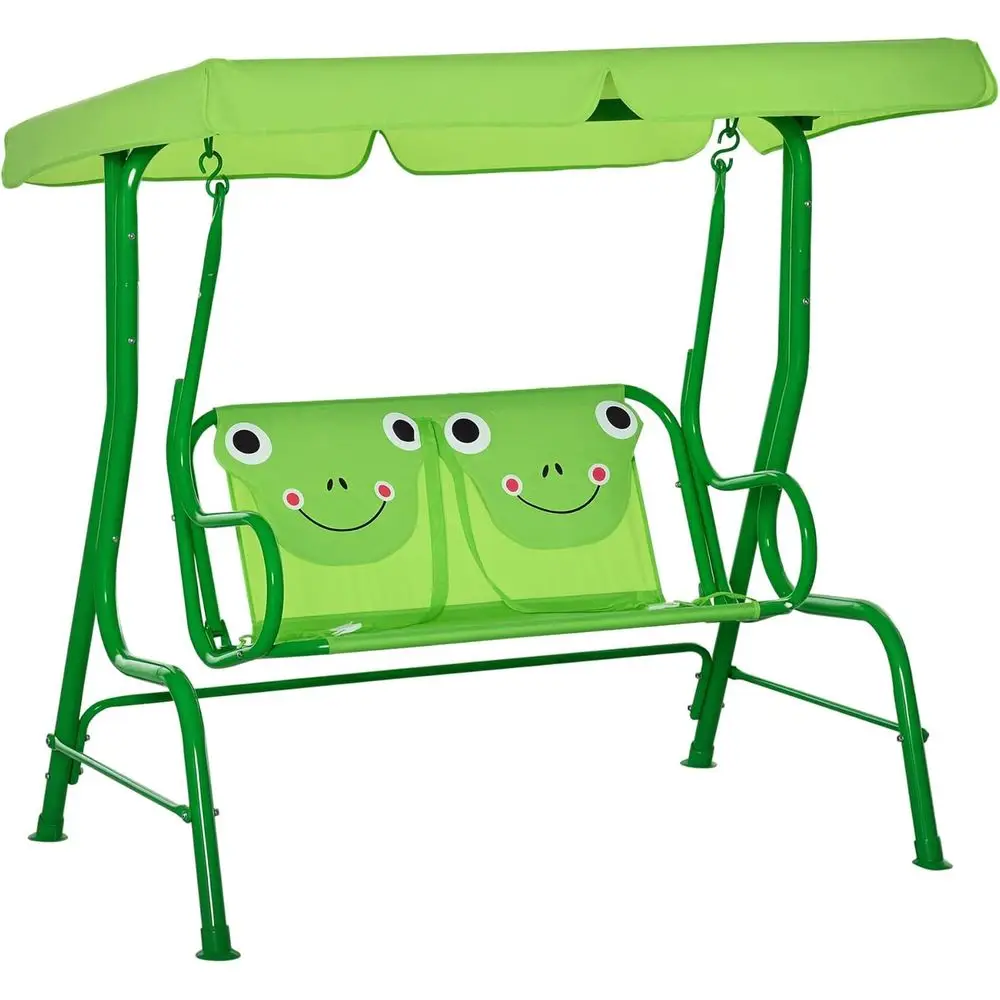 

2-Person Outdoor Swing Chair with Adjustable Safety Belt, Ideal for Garden or Backyard, Green