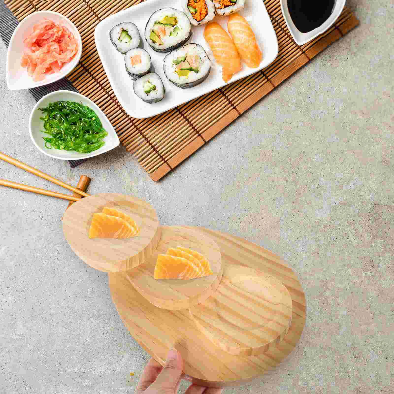 Japanese Wood 3 Tier Sushi Serving Tray Elliptical Multi Layer Plate Sturdy Japanese Food Snack Presentation Family