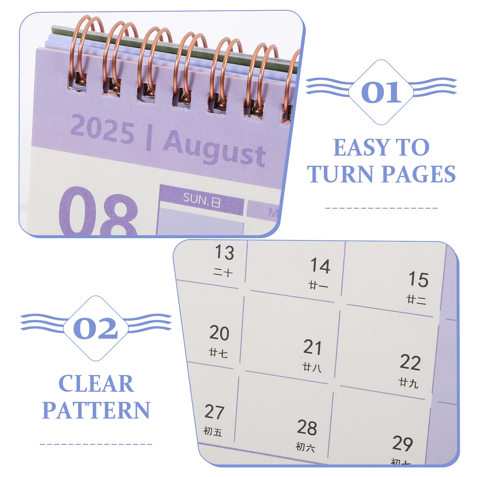 

Gold Stamping Desk Calendar 2025 Minimalist Office Table Month Daily Paper Memo Pad Decorative Standing Thick Paper