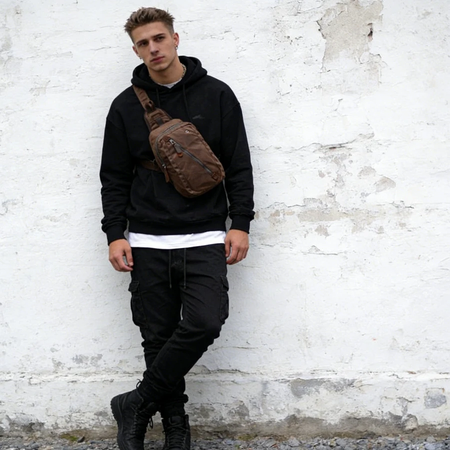 Retro Canvas Crossbody Bag Men's Casual Shoulder Bag Multi-Functional Universal Mobile Phone Storage Bag Leisure Style