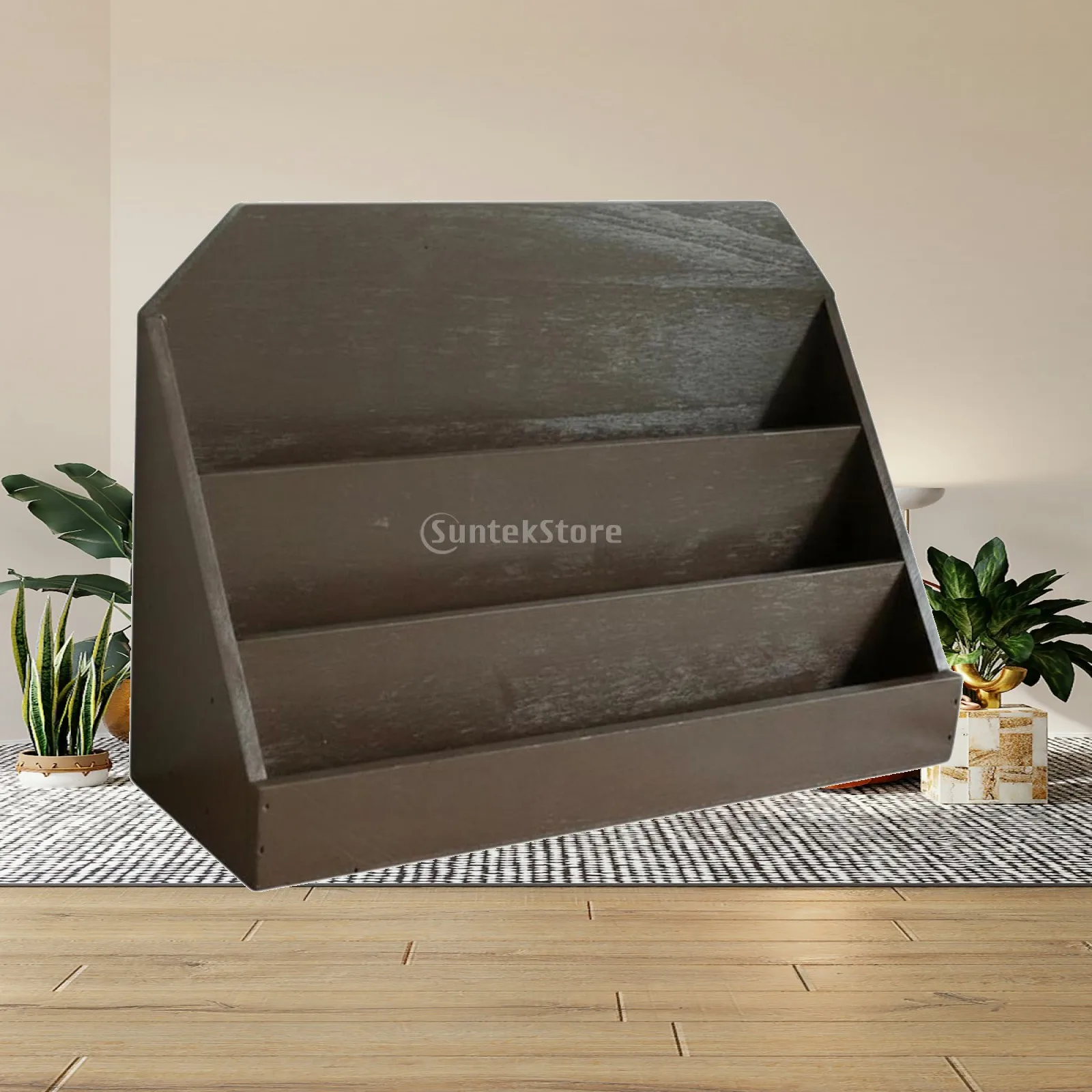 Vintage Wooden Desk Organizer Multi Shelf File Holder for Office Paper Storage Pen Pencil Rack Space Saving