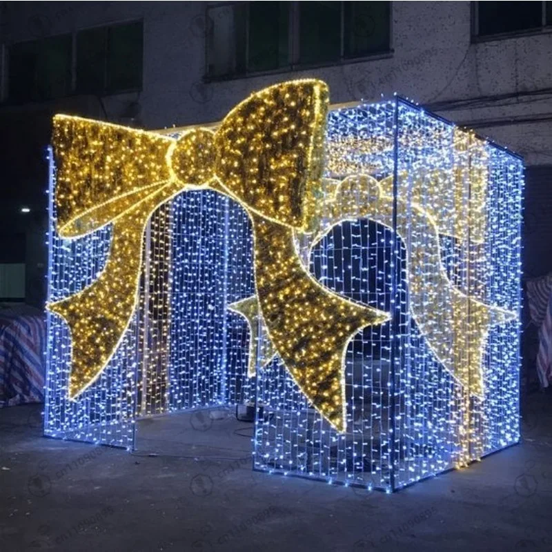 

Хит продаж, водонепроницаемые новые рождественские украшения на заказ, 3D подарочная коробка, светодиодный тематический светильник, украшение для уличного торгового центра