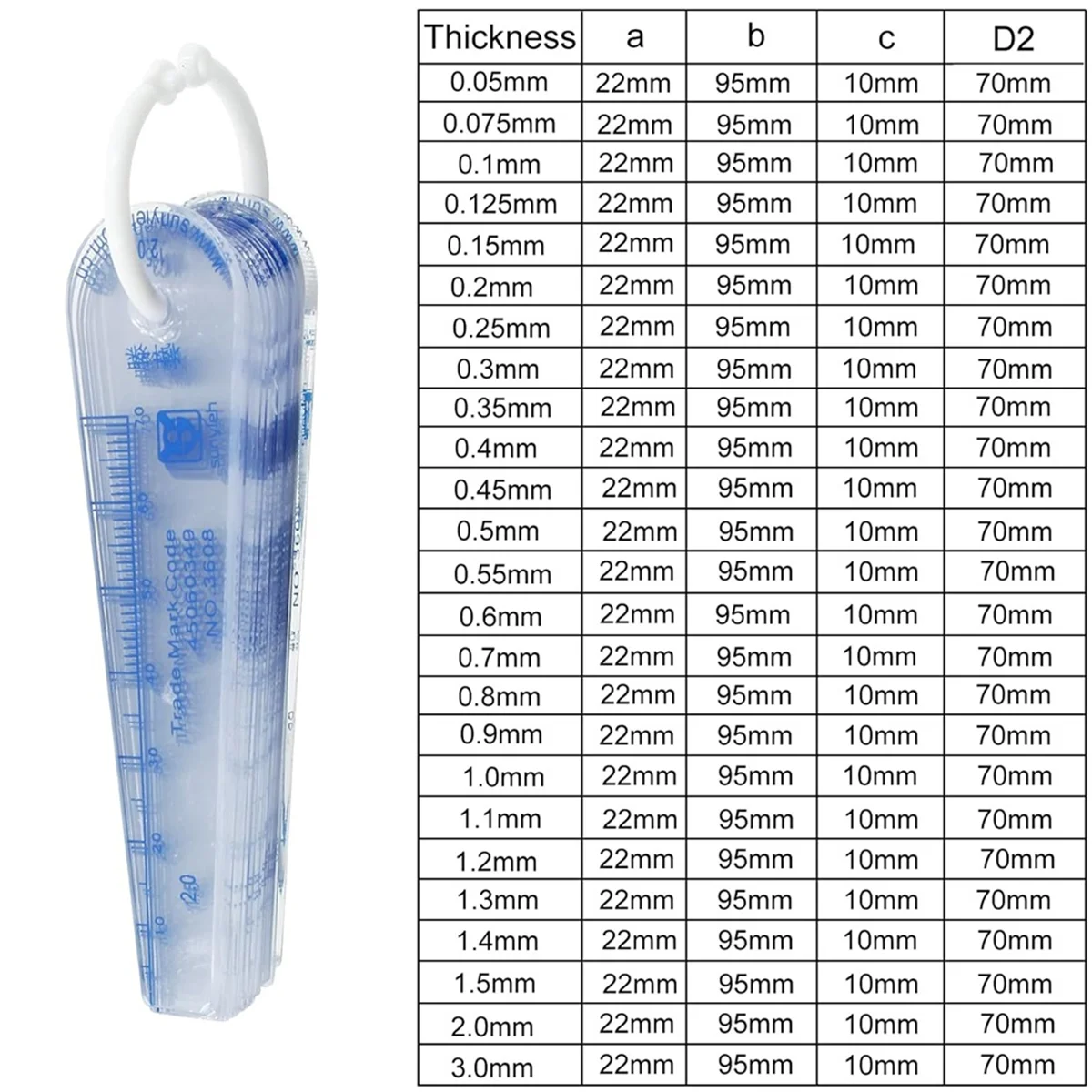 ABIY-1 Pack Plastic Feeler Gauge 0.05-3mm Thickness Measuring Tools 25 in 1 Feeler Gauge for Measuring Gaps