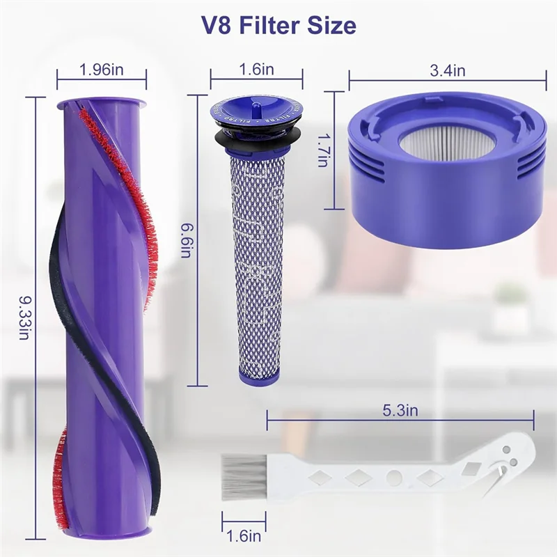 Filtr A97G i szczotka rolkowa, jak pokazano, część z tworzywa sztucznego 965661 -01 & 967478 -01 Do bezprzewodowego odkurzacza Dyson V7 V8
