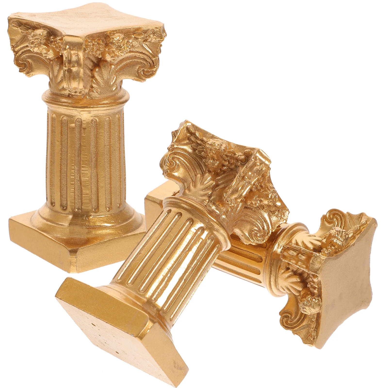 เชิงเทียนเรซิ่นรูปเสาโรมันขนาดเล็ก 3 ชิ้น สำหรับตกแต่งห้องนั่งเล่น ห้องครัว และบ้าน ของตกแต่งบนโต๊ะ