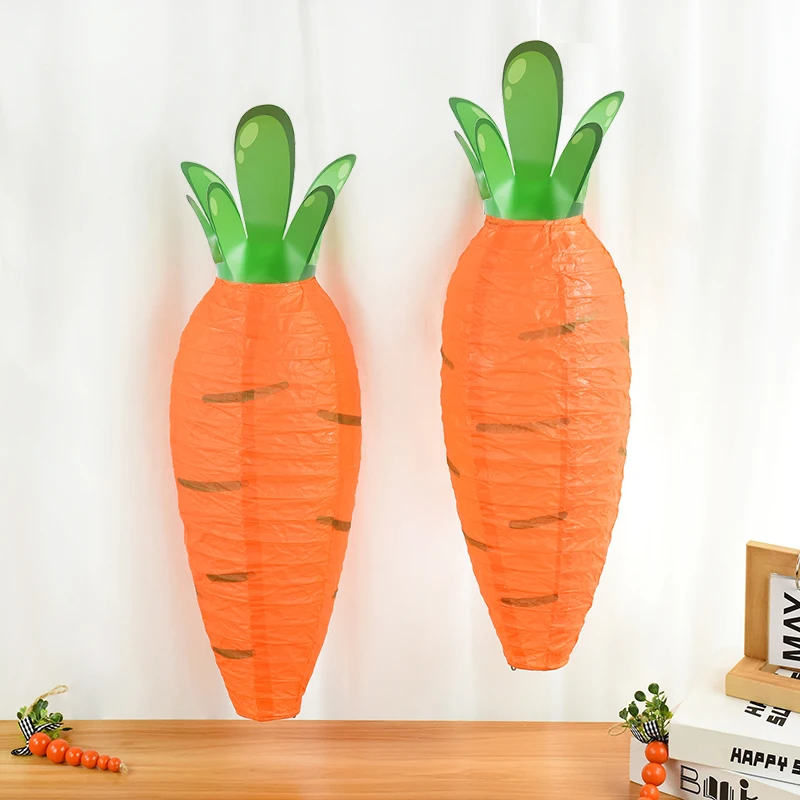 1Pc Easter Carrot Lanterns Easter Party DIY Paper Hanging Lantern for Kids Girls Birthday Happy Easter Party Decorations 2024