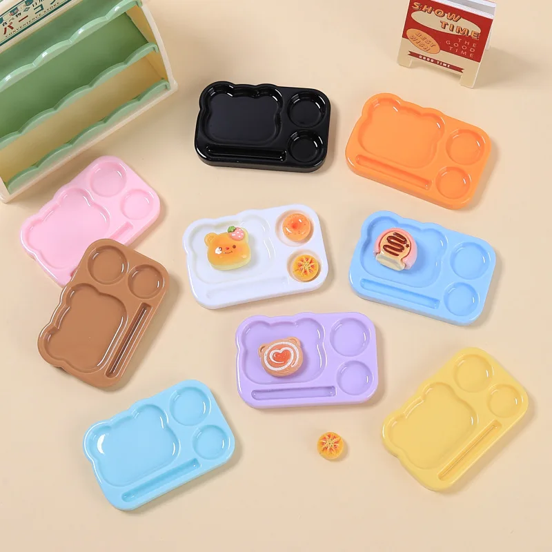 5pcs/lot Doll House  Bear Miniature Baking Tray Simulation Food Plate Model Toys for Mini Decoration Dollhouse Accessories