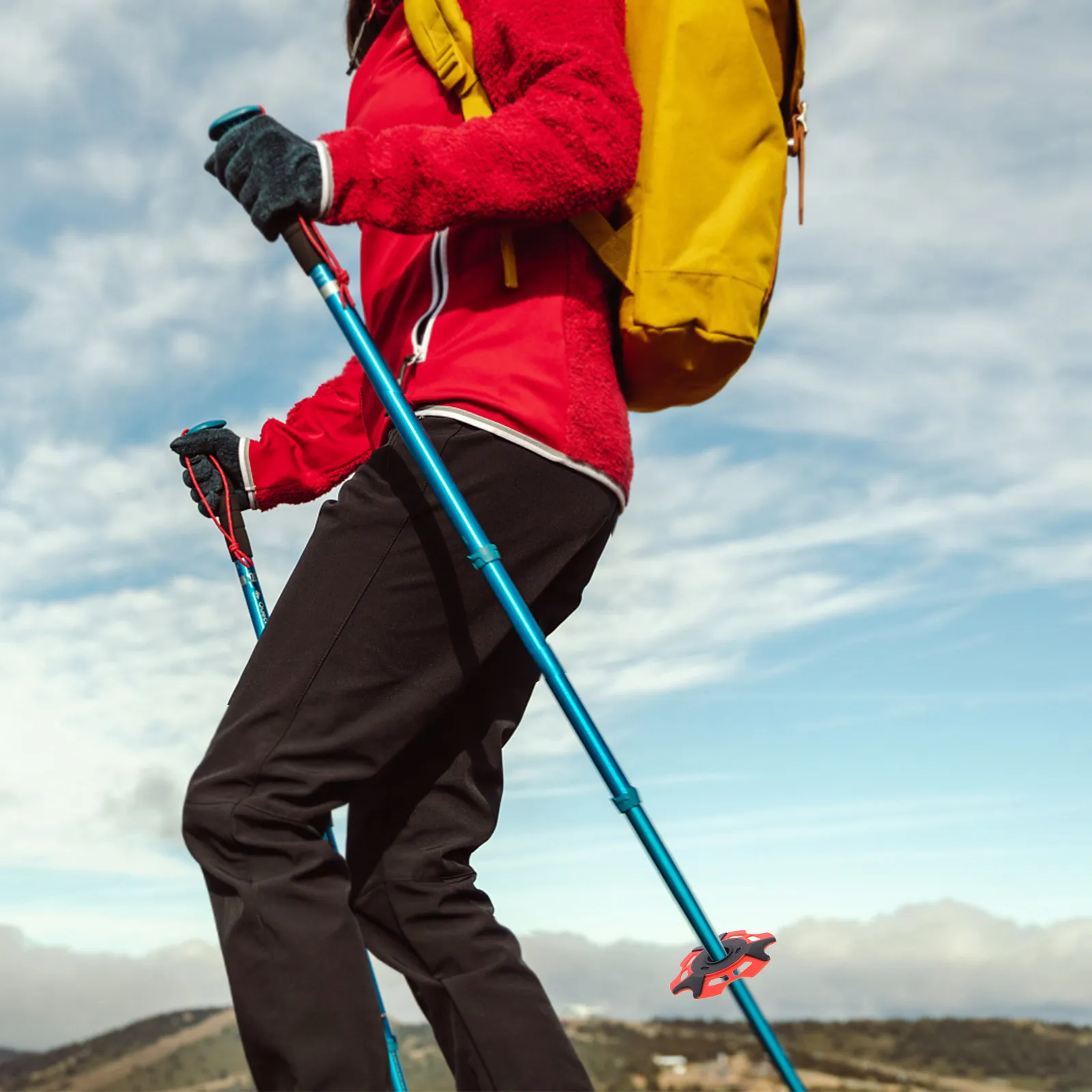 2Pcs Trekking Pole Accessories Snow and Mud Basket Hiking Stick Removable Replacement Red Pole Protector