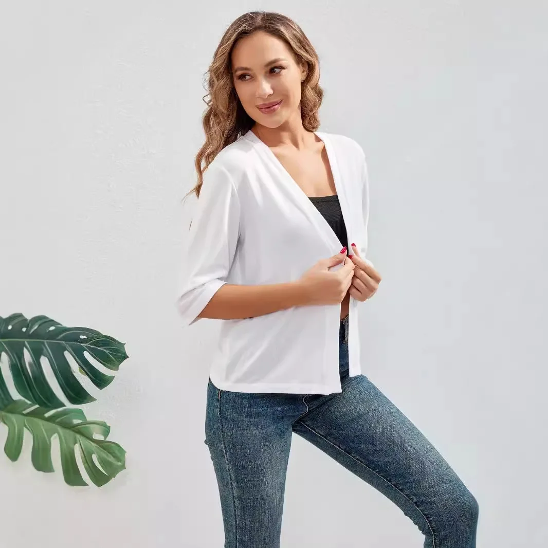 

Ele Knitted Open Cardigan Sun Protection Svel Top for Summer New Arrival Cross-Border Loose Fit Polyester Fabric