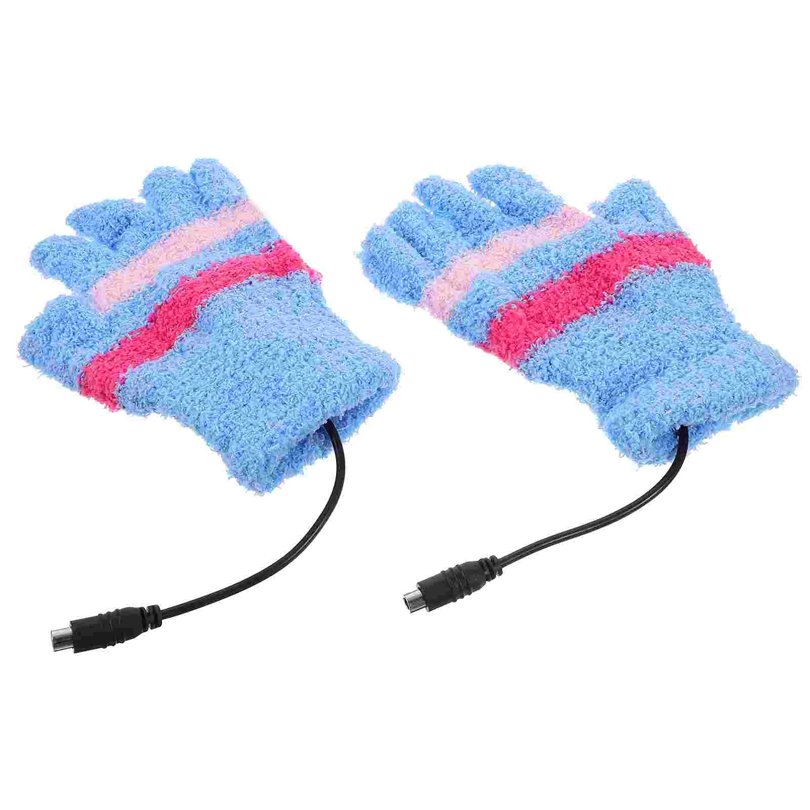 Hand Warmers Gloves USB Laptop Thermal Electric Heating Half Finger Typing Blue Heated Mitten Men Women