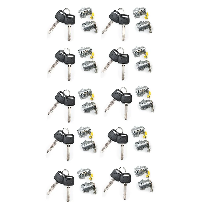 

10X Door Lock Set With Key(L & R) For 89-95 Toyota Pickup 89-98 4Runner For Toyota Door Lock Cylinder Key 69051-35030