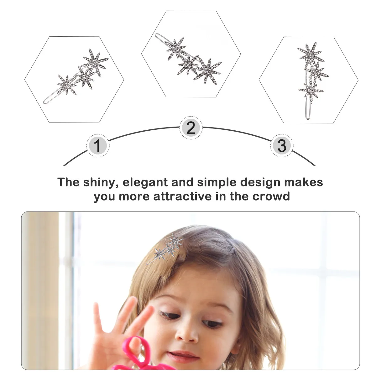 Crystal Rhinestone Snowflake Hair Clips Star Design Shiny Alloy Hair Accessories for Women Wedding Party Christmas Fashion