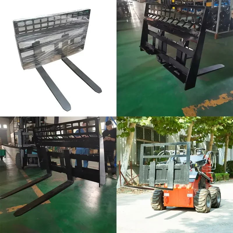 

Fast Delivery Alloy Steel Skid Steer Loader Attachments Hydraulic Pallet Fork with Engine & Gearbox for Construction Use