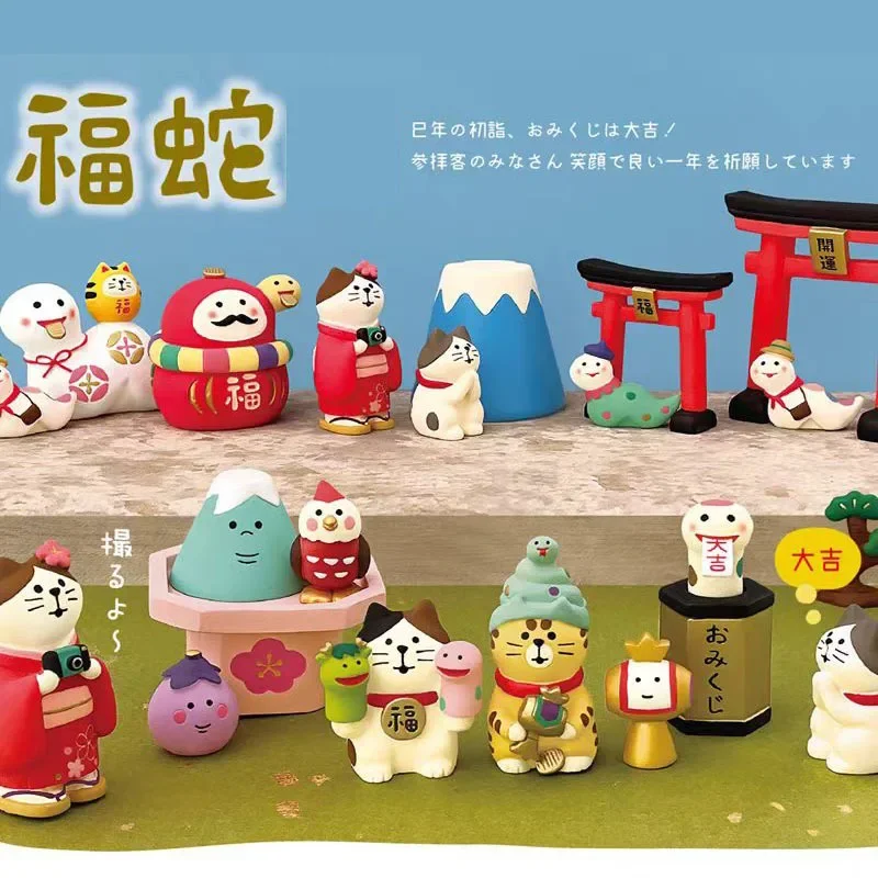 ZAKKA-artesanía de gato de estilo japonés, pequeños adornos para Año Nuevo Chino, tendencia del Año Serpiente, bonsái, comida y figuritas decorativas de resina