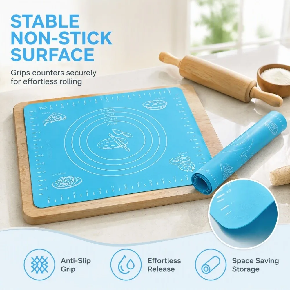 Anti Slip Surface Small Dough Rolling Mat Silicone Heat Resistant Silicone Baking Mat Non Stick Coating Non Stick DoughMat