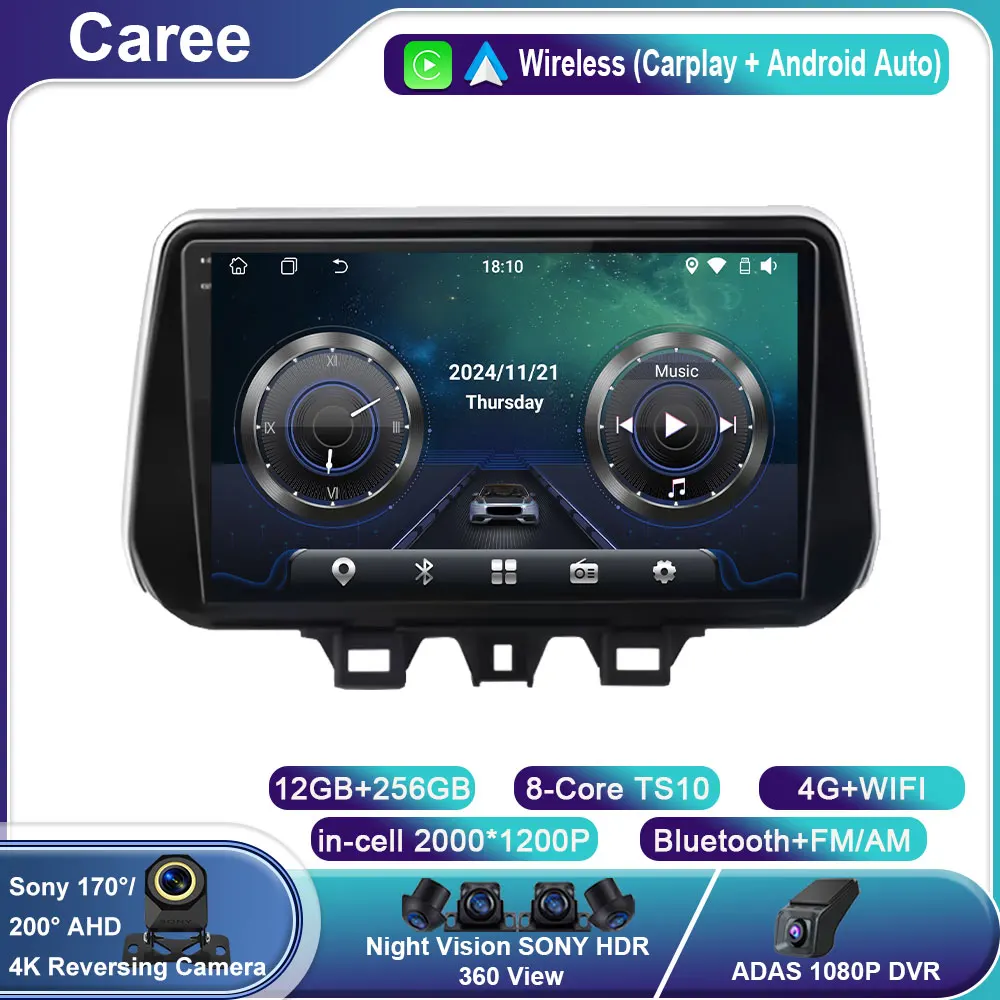 

For Hyundai TUCSON 2019 2020 2021 Android Auto Wireless Carplay Car Radio Multimedia Player GPS Navigation WIFI Stereo Head Unit