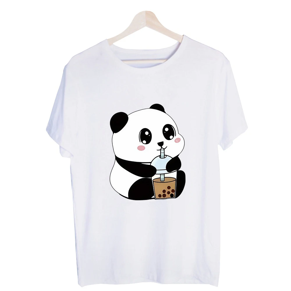 Men's Panda Bubble Tea Graphic Tee, Short Sleeve Crew Neck T-Shirt for Casual Daily Wear and Summer Outfits