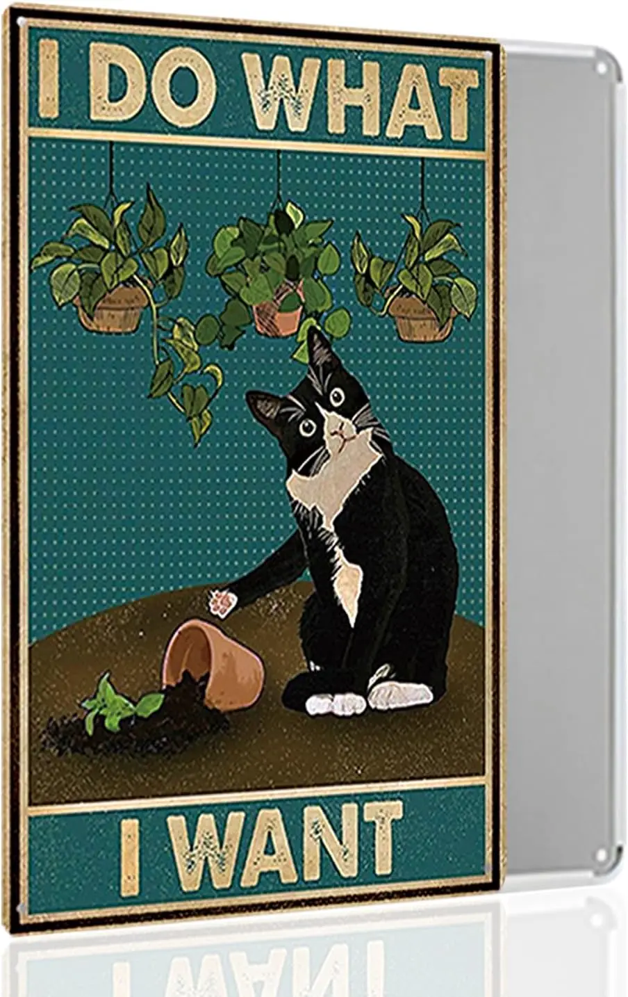 Vintage Black Cat Wall Decor, I Do What I Want Funny Cats Wall Art Kitchen bathroom Retro Metal Sign, Metal Cat Poster Home Deco