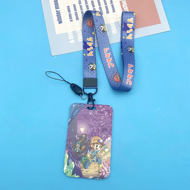 Cartoon Space Sastronaut Card Set Student Anti-Lost Lanyard Meal Card Holder Key Chain Door Card Bag