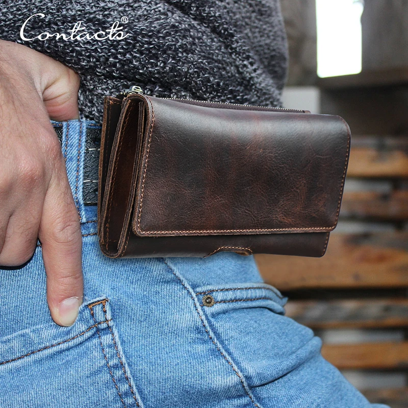 

Мужская поясная сумка CONTACT'S из натуральной кожи, маленькая дорожная сумка на пояс, чехол для телефона, повседневная мужская поясная сумка, дизайнерская сумка-клатч