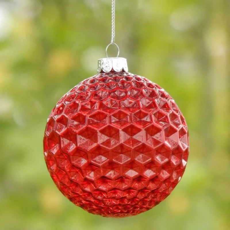 12pcs/pack Diameter=8cm Different Color Glass Ball Pendant Handmade Craft Christmas Day Tree Hanging Globe Ornament