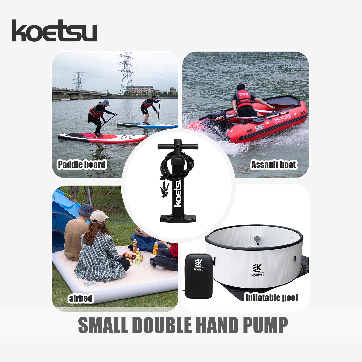 

Маленький двусторонний ручной насос KOETSU, портативный, оснащенный многофункциональным адаптером, двусторонней конструкцией накачки, с функцией накачки.