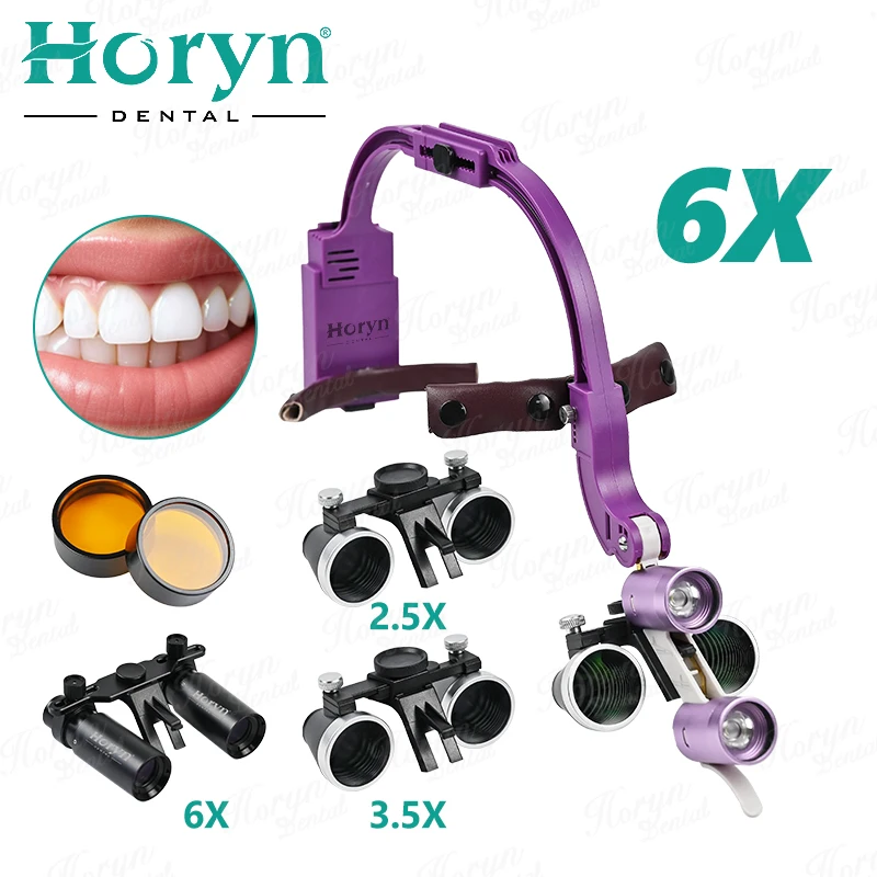 Surgical Binocular Loupe ENT Medical Loupe den tal Lamps 6X den tal Tools for Odontology and Surgery