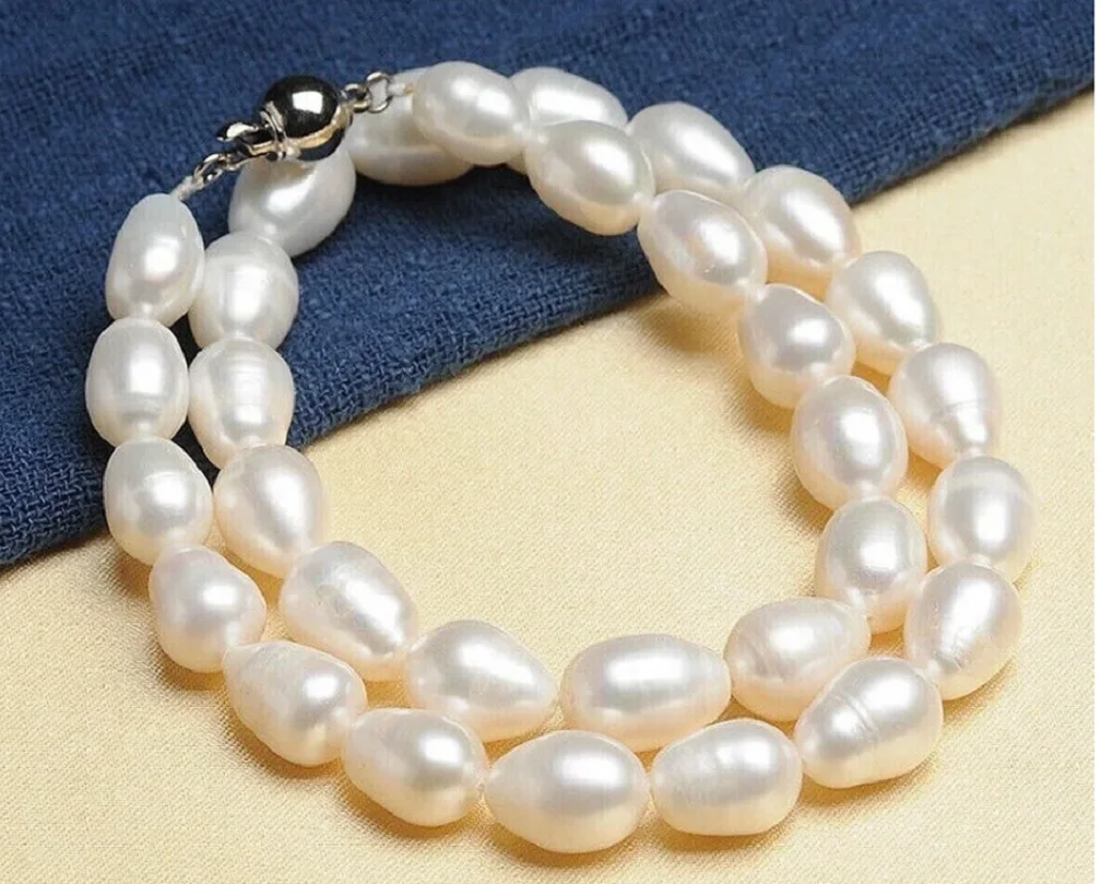 Akoya natural white pearl necklace, 18-24 inch jewelry, 10-12mm, 925s.