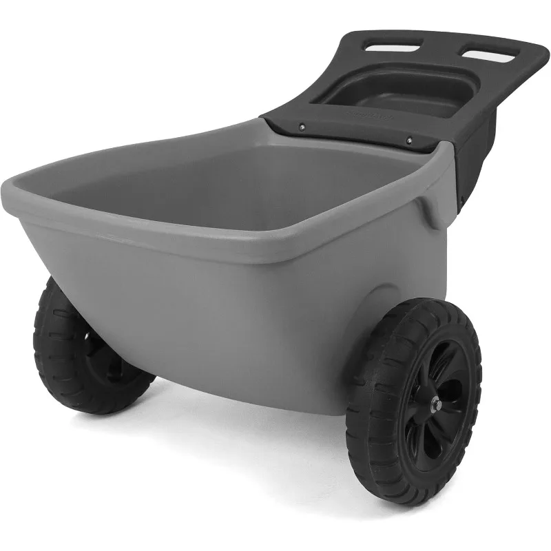 Easy Haul Durable Wheelbarrow with Garden Tool Storage Tray - Large Easy Turn Wheels - Gray - Made in USA