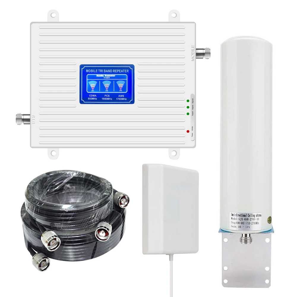 

2G 3G 4G 5G GSM Tri Band Signal Repeater Network Booster Mobile Signal Repeater 850 1700 1900mhz Tri Band Signal Booster