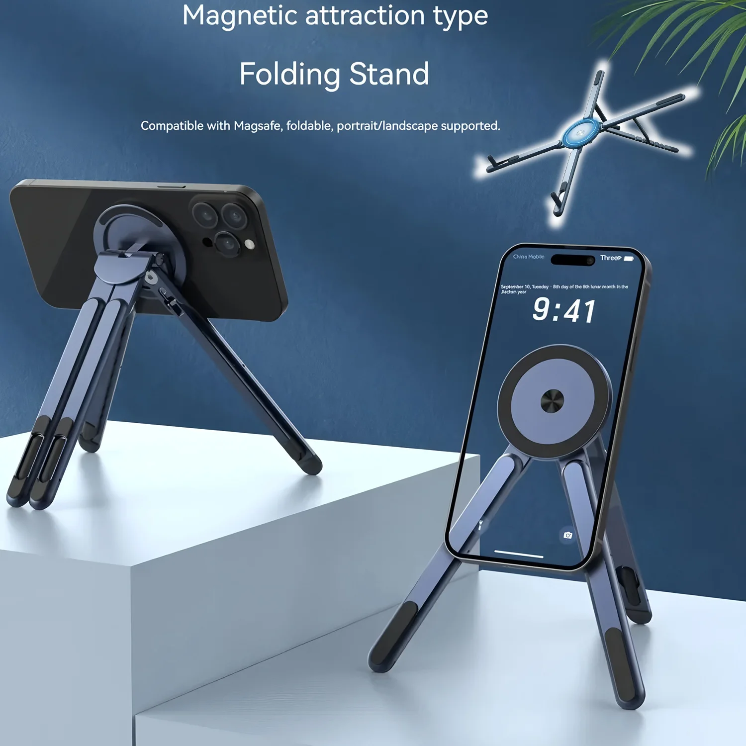 Suporte Magnético 4 em 1 para Celular, Suporte de Mesa Metálico Multifuncional Dobrável para Celular, Laptop, PC, Tablet, Tripé