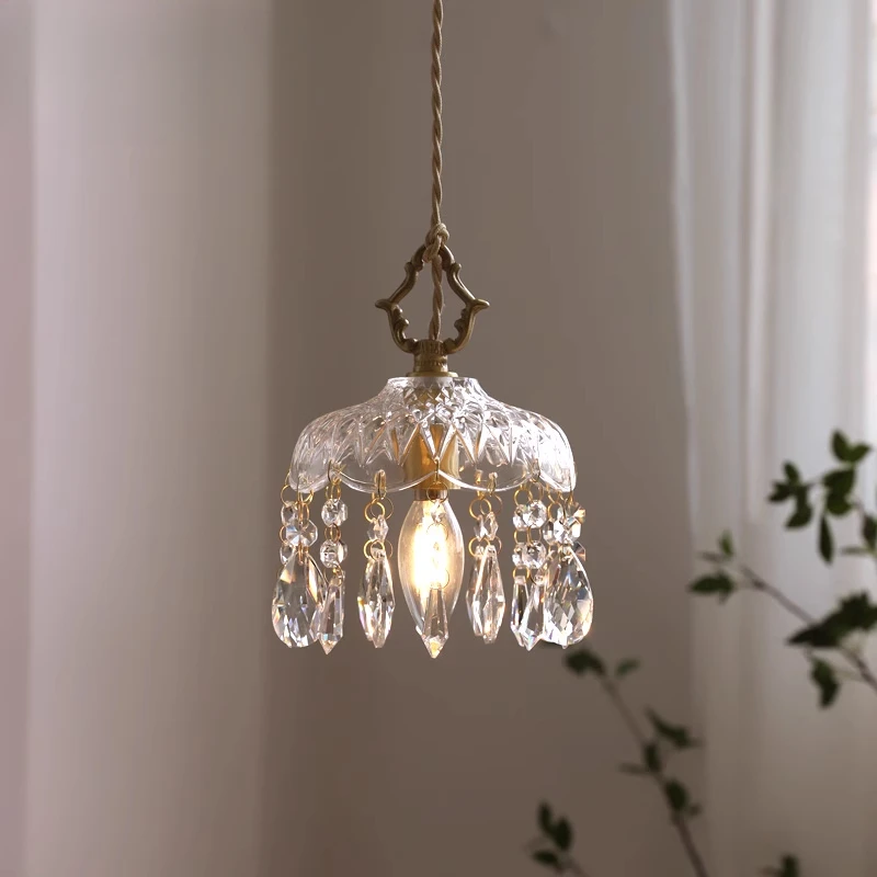 Exquisite French Retro - style Carved Glass Small Chandelier: Ideal Lighting for American - inspired Bedroom Bedside, Restaurant