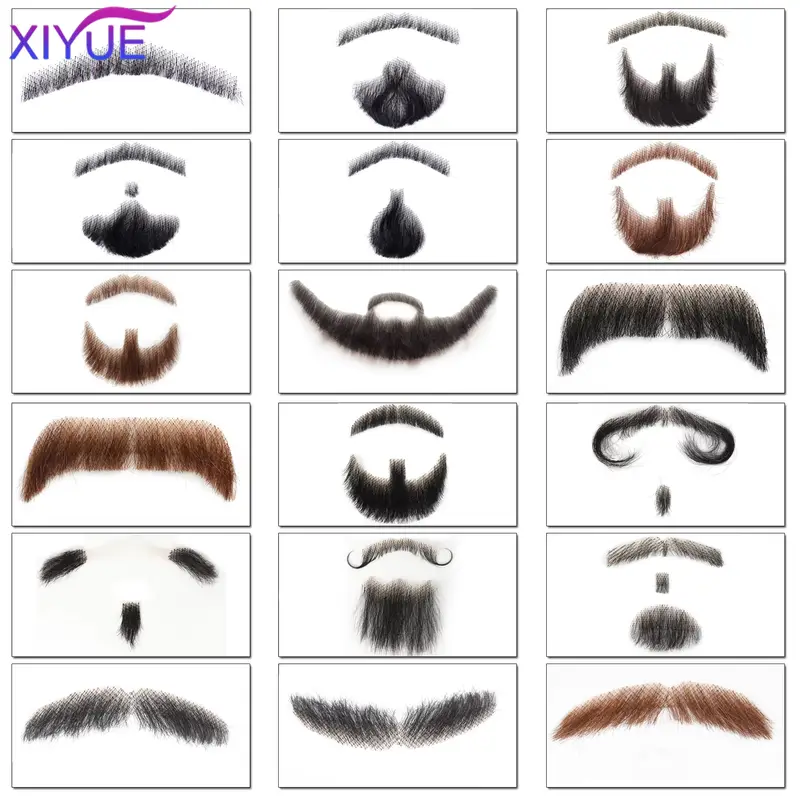 XIYUE synthetic Lace Beard Fake Moustache For Men Mustache Hand Made By Real Hair Cosplay Synthetic Lace Invisible Beards - Image 5