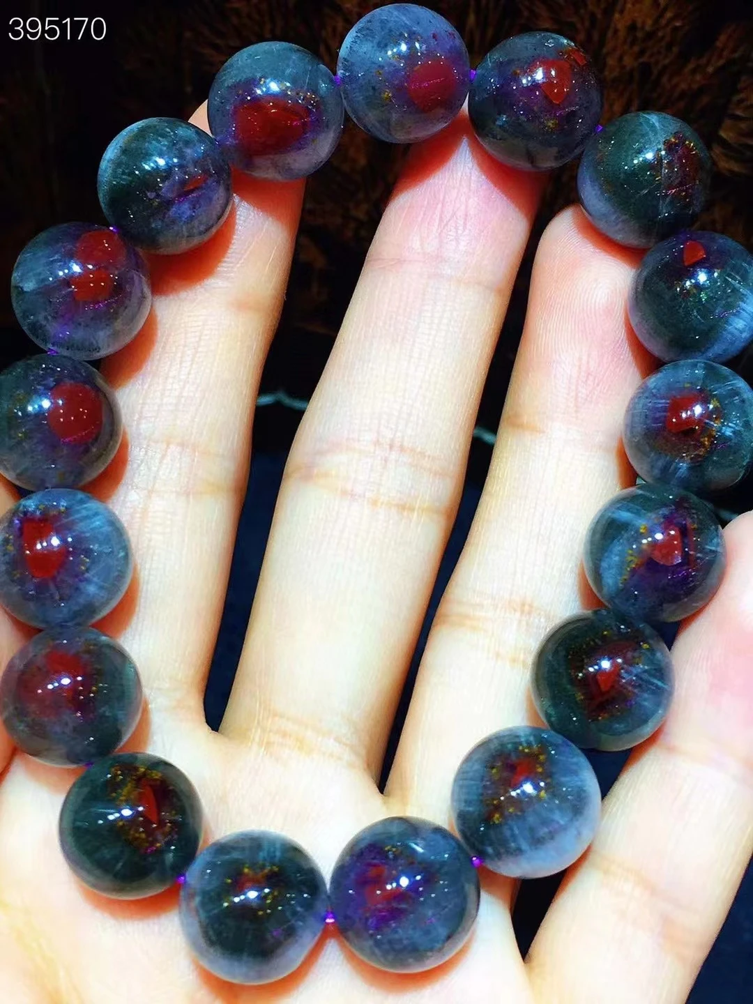 

Natural Red Auralite 23 Cacoxenite Beads Eye Bracelet 12.4mm Rutilated Canada Gemstone Women Men Clear Round Beads Jewelry AAAAA