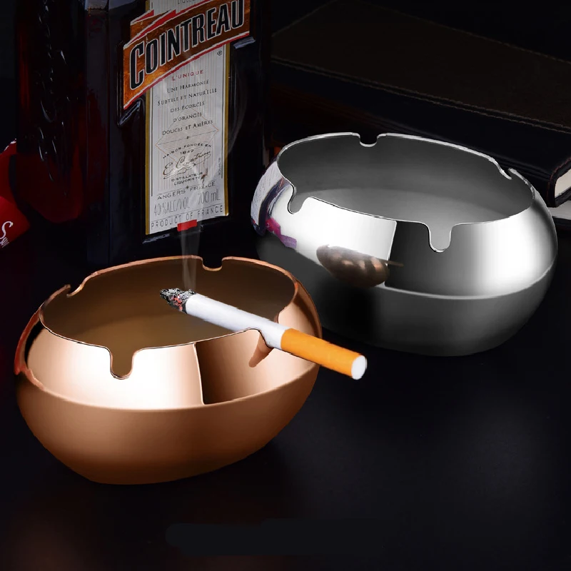 

Stainless Steel Ashtray Stainless Steel Round Shaped Decorative Tabletop Cigarettes Ash Holder For Home Bedroom Office Tabletop