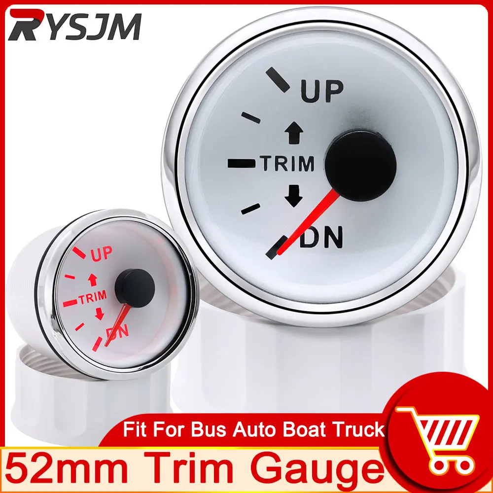 9-32V 52mm Trim Gauge Up to Down Waterproof Trim Meters Balance Instrument for Bus Auto Boat Truck 0-190ohm Trim Tilt Indicator