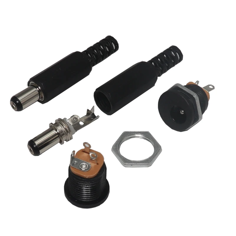 【10PCS】DC Socket With Nut 5.5x2.1/2.5mm DC Power Jack Socket Female Panel Connector DC-022