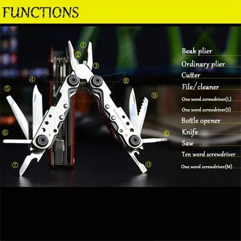 Droshipping Multi-Tool Mini Jagged Stainless Steel Pliers Outdoor Survival Gear Portable Folding Camping Pocket Tools Customized