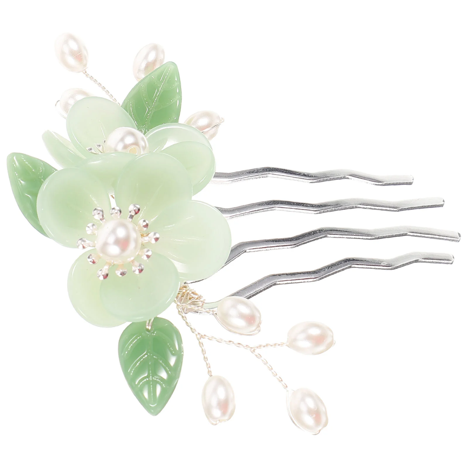 

Hair Side Comb Ancient Chinese Hair Comb Pearls Flower Hair Comb for Women Lady Ancient Inserted Comb