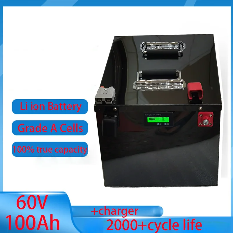 

60V 100Ah Li ion Lithium Battery Built-in BMS for 5000W 7000W Electric Tricycle Golf Cart+ Charger