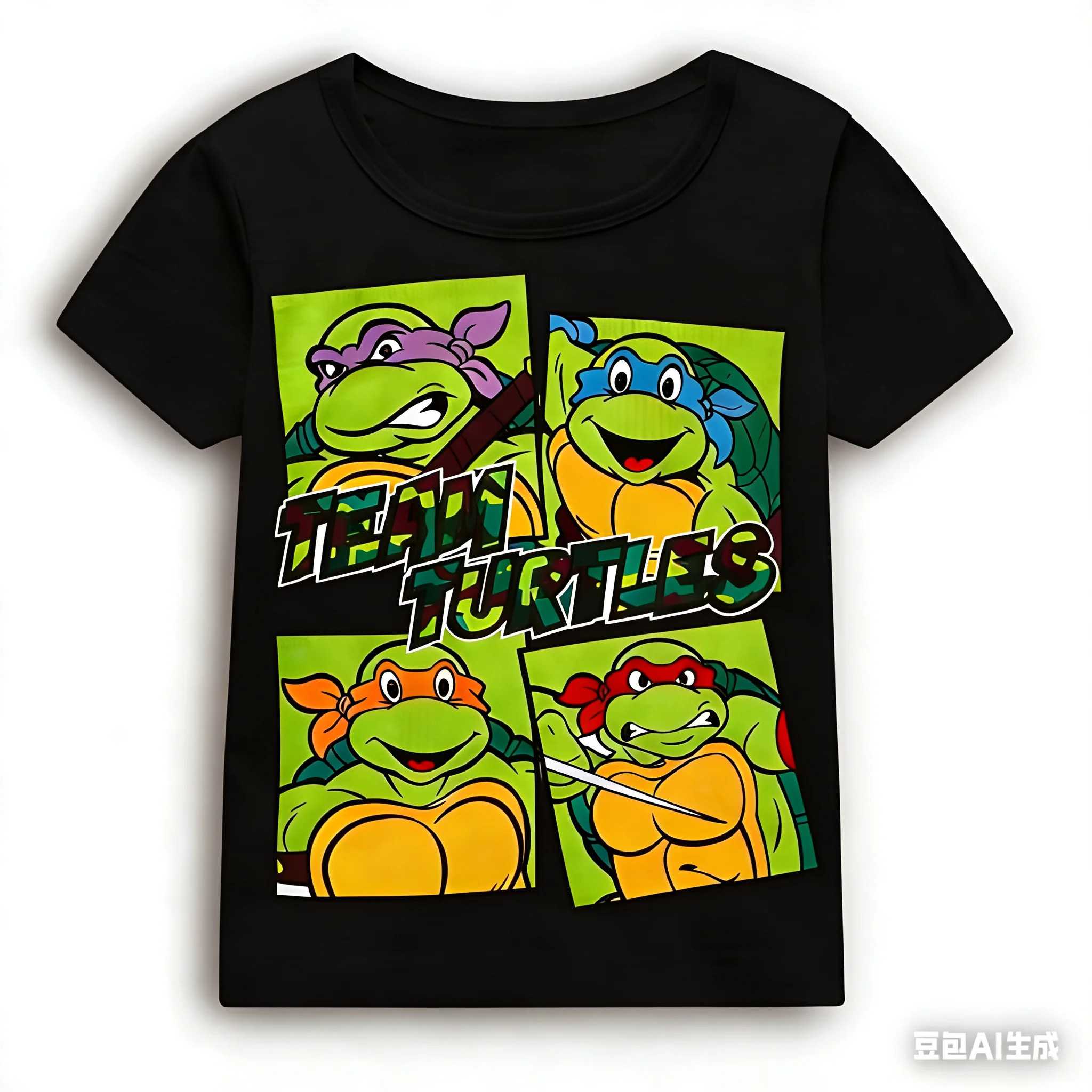 Funny Ninja Turtle T-shirt, Unisex 3D Cartoon Printed T-shirt, Perfect Gift for Male and Female Children's Anime Enthusiasts
