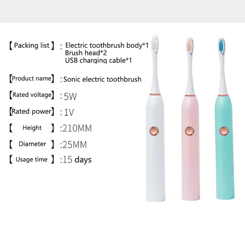 Electric Toothbrush Adult Non-rechargeable Soft Hair Automatic Waterproof Oral Hygiene Tooth Brushes with Replacement Heads Set