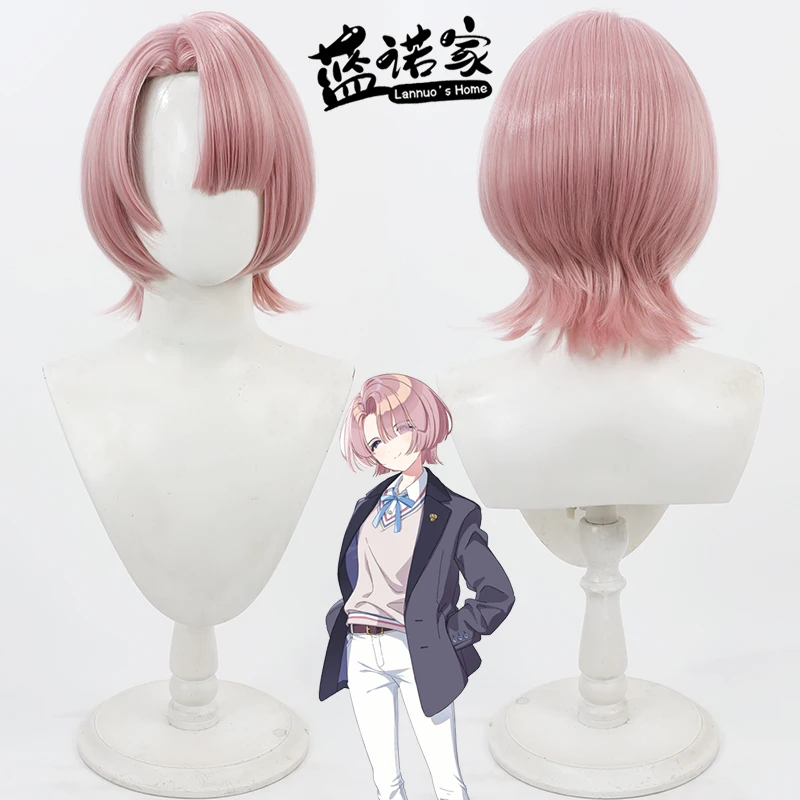 

Synthetic Hair Arimura Mao Cosplay Wigs Project Imas Gakuen Idolmaster Arimura Mao 30cm Short Pink Wig Heat Resistant