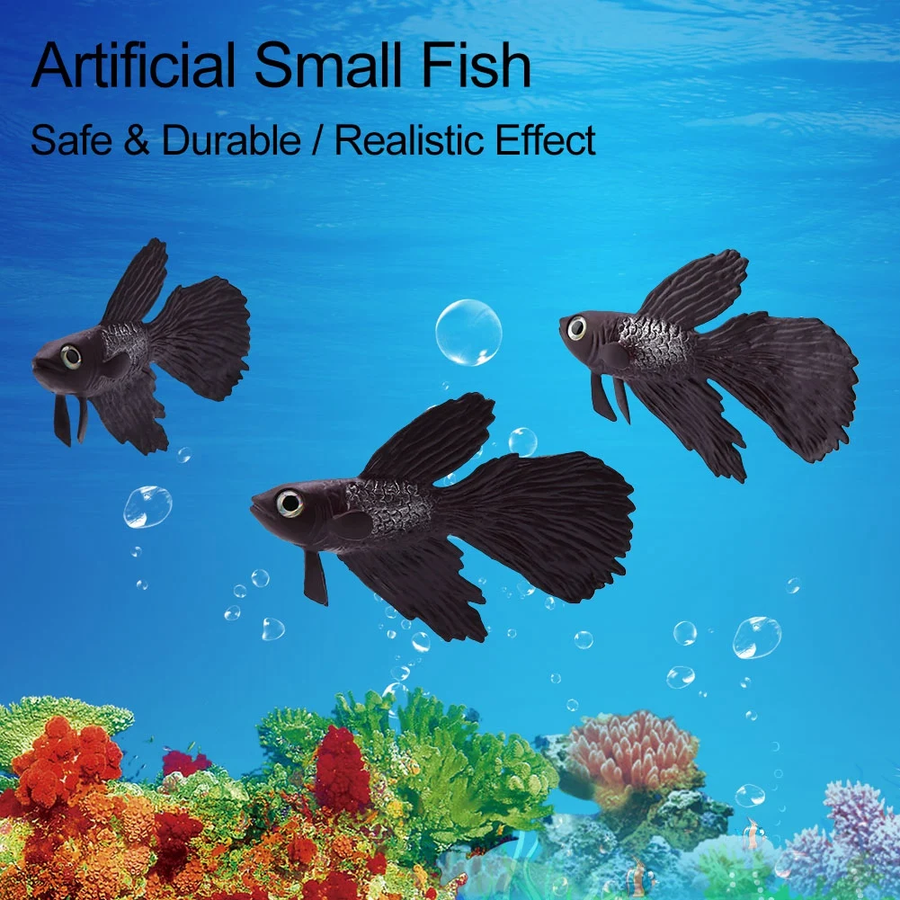 Aquarium Decoration Funny Artificial Silicone Small Fish Fish Tank Ornament Brown Betta Fish