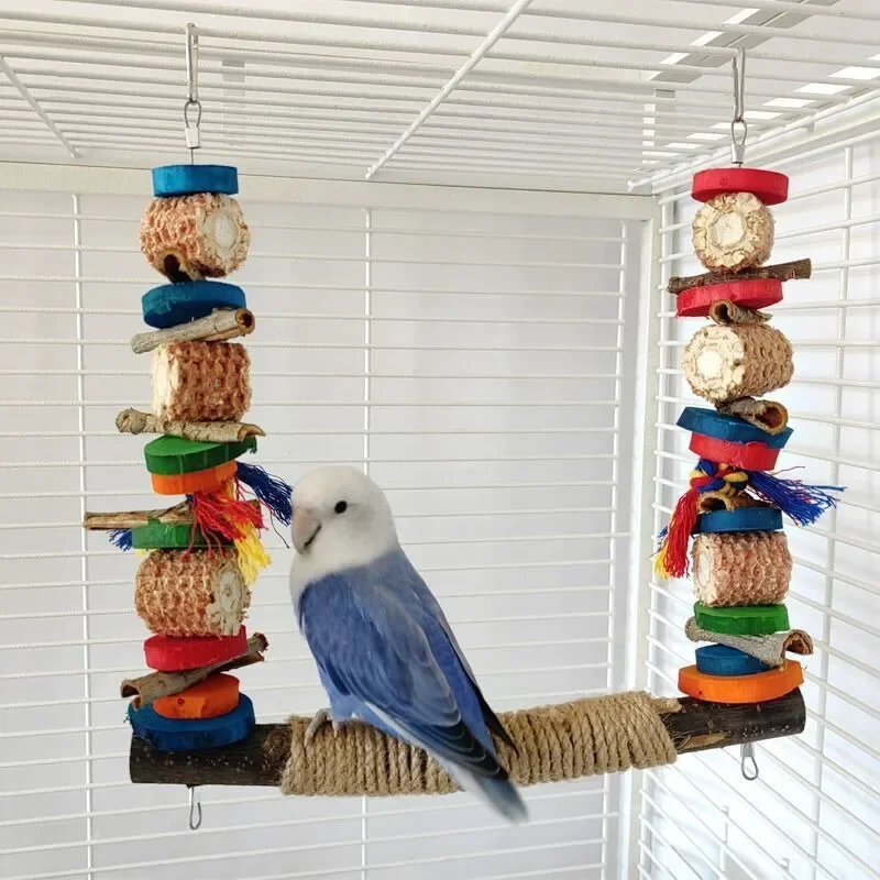 

Xuanfeng Peony Parrot Toy Bird Supplies Biting and Grinding Mouth Big Swing Colorful Biting String Hemp Rope Standing Pole